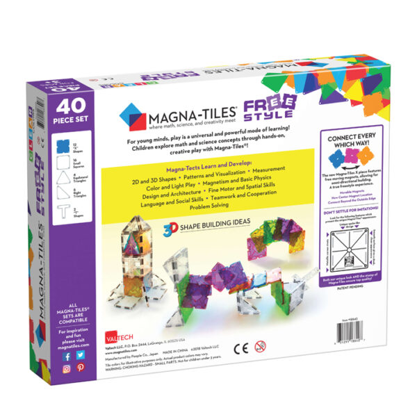 Magna-Tiles - Clear Colors - Freestyle 40-delig - Afbeelding 2