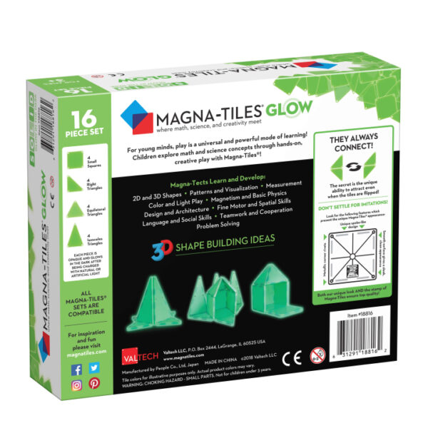 Magna-Tiles - Glow In The Dark - 16-delig - Afbeelding 2